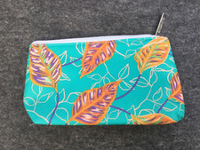 clinique Kosmetiktäschchen,/kleiner Kulturbeutel ,Türkis Blätter,neu