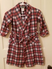 VTG Tom  Jerry Boys Robe Sz 6 Red Plaid Belted Sash Flannel Winter Made In USA