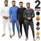 2 PK Mens Thermal Long Johns Full Set Top Bottom Baselayer Underwear Full Sleeve