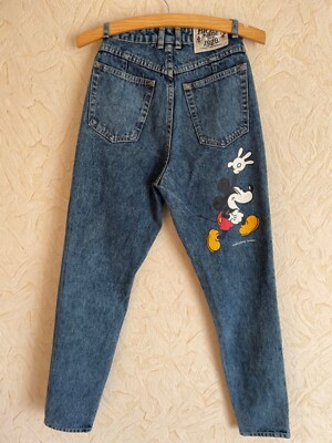 Vintage 80s Poppins Mickey Mouse Denim High Waist Jeans Disney