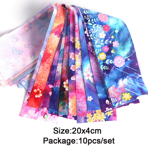 10 pz decalcomanie trasferimento pellicola nail art fiore farfalla cielo manicure fai da te xk123 - Foto 4 di 4
