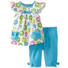 Little Girls 2 Pieces Playwear Set With Bow and Applique 2T Floral