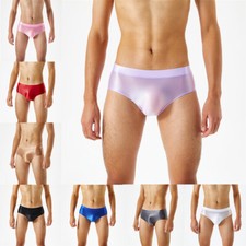 Mens Glossy Briefs Swimwear Panties Smooth Low Rise Bikini Thongs Underwear   
