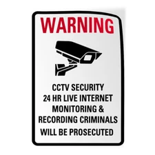 Vertical Vinyl Sticker Sign Cctv Security 24 Hr Internet Monitoring & Recording