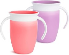 Munchkin Miracle 360 Trainer Spoutless Cup, 7oz, Pink/Purple, 2 Pack