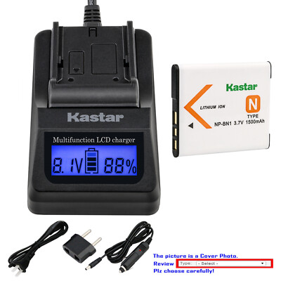 Kastar Battery LCD Fast Charger for Sony NP-BN1 NPBN1 & Sony Cyber-shot DSC-WX7