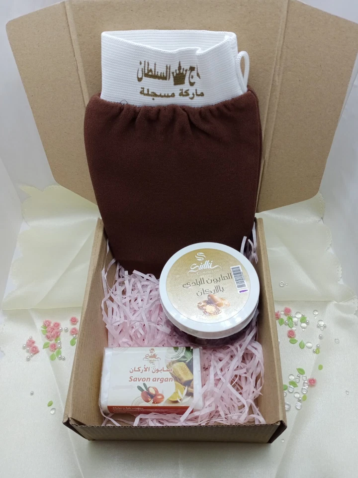 Марокканское аргановое черное мыло органическое масло хаммам отшелушивающая перчатка для кожи тела Kessa - Изображение 3 из 4