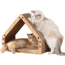 Cat Scratcher House Cozy Cardboard Design 16.14" Bevelled Surface 22 Lbs Cap