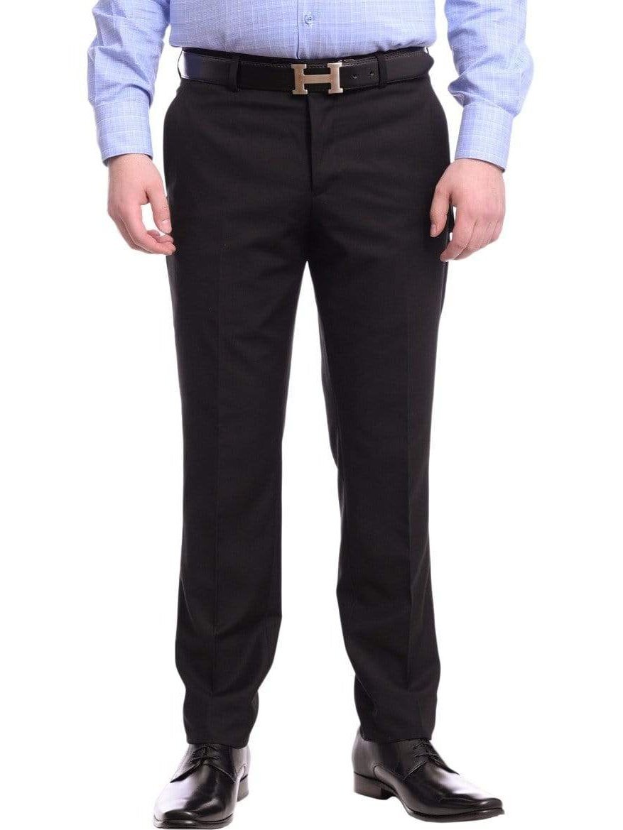Мужские моющиеся черные брюки Raphael классического покроя с плоской передней частью классического покроя