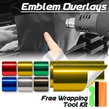 PET Chrome Vinyl Wrap For Chevy Bowtie Emblem Overlay Sheet Sticker Decal