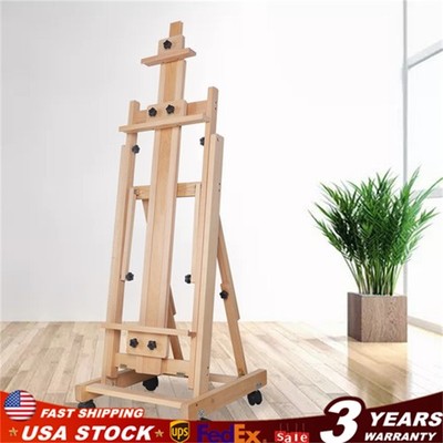 86.61'' Wood Studio Artist Easel Painting Art Easel Standing H-Frame Adjustable..
