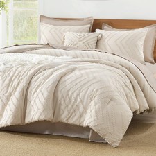 Queen Comforter Set Beige 3 Pieces Lightweight Comforters Queen Size Chevron Tuf