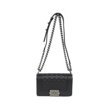 Chanel Boy Chanel Caviar Skin Shoulder Bag Women Black One Size
