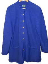 Vintage GEIGER Austria Boiled Wool Coat Slate Blue EU 38 Button Front Jacket