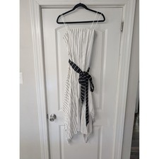 Allen Schwartz Mixed Pinstripe Handkerchief Hem Midi Dress White Black Size 0