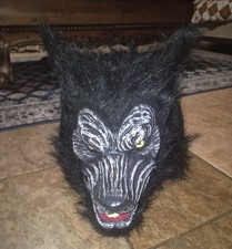 Máscara de hombre lobo negro Way To Celebrate con boca móvil máscara de Halloween para adultos