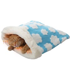 Heating Cat Sleeping Bag Indoor Warming Cat Bed Cave Heated Pad Cozy Soft Win...