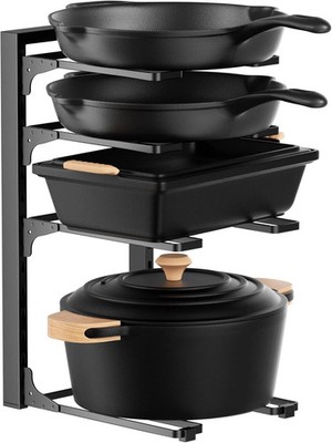 MUDEELA Pots and Pans Organizer under Cabinet 15.75'' Tall, 4-Tier Heavy Duty Pan
