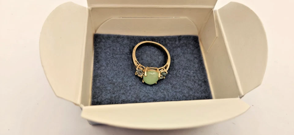 Anillo Avon Plata Esterlina Jade Genuino y Topacio Azul Genuino - Talla 8 - 2000 Foto 2 de 3