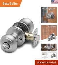 Colonial Privacy Door Knob - ANSI Grade-3, Easy Install Satin Stainless Finish