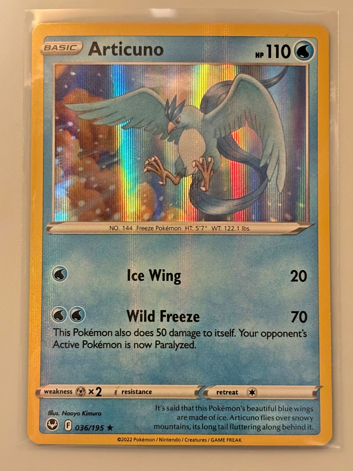 Articuno #36/195 Holo Silver Tempest Pokemon 2022 NM