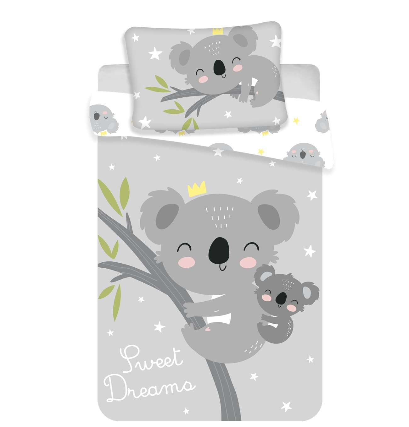 Parure lit bébé koala 100 x 135 cm en coton premium au tissage haut de gamme et finitions main