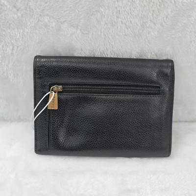 Chanel Black Caviar Leather Large CC Logo Embossed Trifold Short