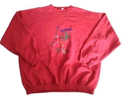 Vintage Robbler Tag La Tour Eiffel Paris Spellout Big Logo Sweatshirt Red M/L