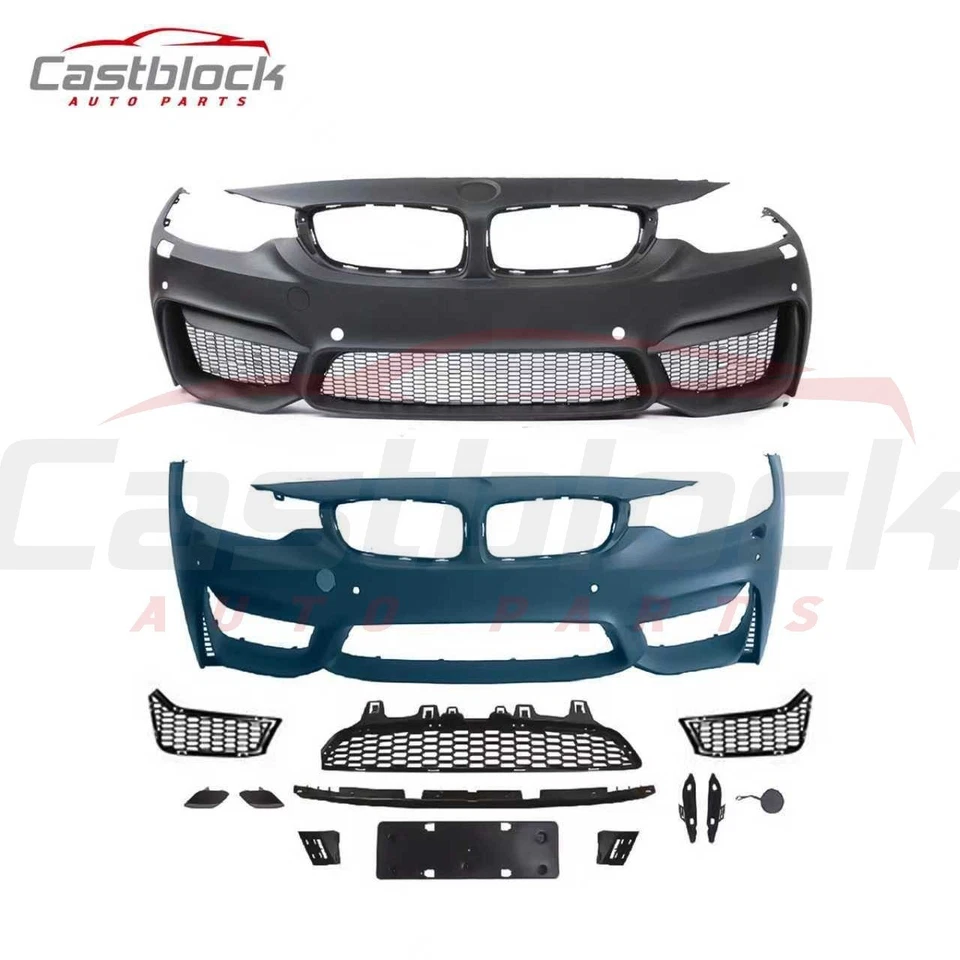 M4 风格前保险杠盖带 PDC 孔适用于宝马 4 系列 F32 F33 F36 2014-2019 — 第 3/4 张图片