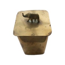 ANTIQUE BRASS TEA CADDY WITH ELEPHANT FINIAL- STUNNING