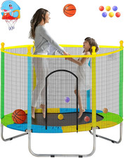 55" Trampoline for Kids with Enclosure,Up to 440 Ibs Toddler Mini Trampoline wit