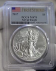 2017 US Silver Eagle PCGS MS70 First Strike Flag Label