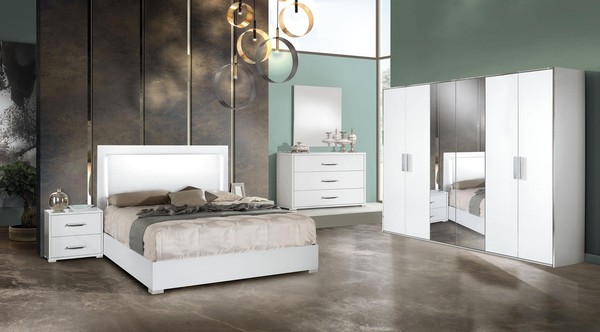 Schlafzimmer Set 6Tlg Bett Nachttisch Kleiderschrank Kommode Spiegel Garnitur-image