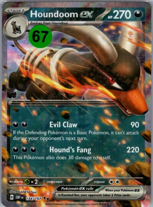 Houndoom ex 134/197 Double Rare Obsidian Flames Pokemon Holo Near Mint