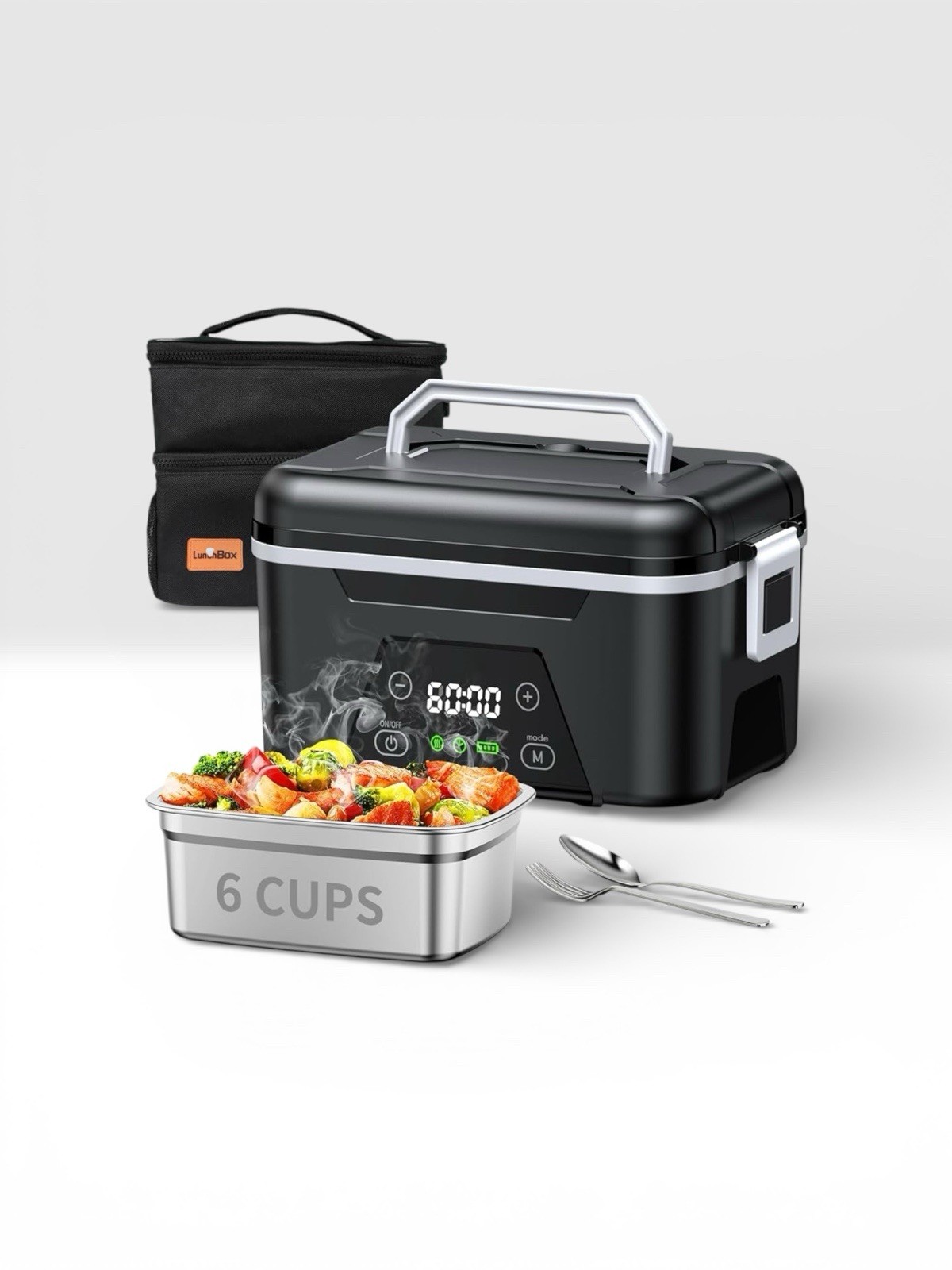 , 6 Cups Rechargeable Electric Lunch Box W/ Ice Crystal