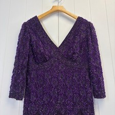 Vintage Pisarro Nights Y2K Baby Doll Beaded Sequin Midi Dress Size 8P Whimsigoth