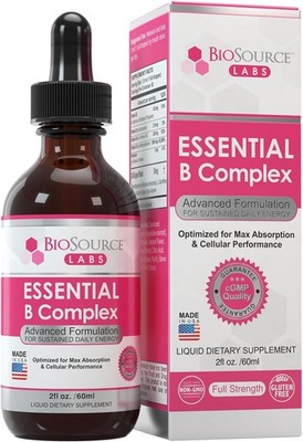 BioSource Labs Essential B Complex-Daily Vegan Vitamin B-Complex Sublingual Liqu