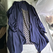 Naïf Ladies Size XL Jacket With Attached Tank And Silver Necklace 3/4 Sleeve 