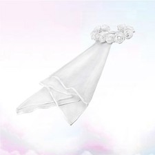 Bride Rose Decor Veil Beautiful Garland Veil for Bride Woman Lady (White)