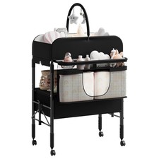 Baby Changing Table with Drawer Wheel Collapsible Adjustable Nursery Organizer