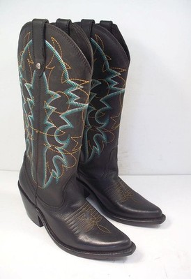 Botas Caborca for Liberty Black 7.5 Women's Amelia Star Stitched Western Boots