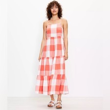 Loft Lou & Grey Gingham Puckered Midi Dress