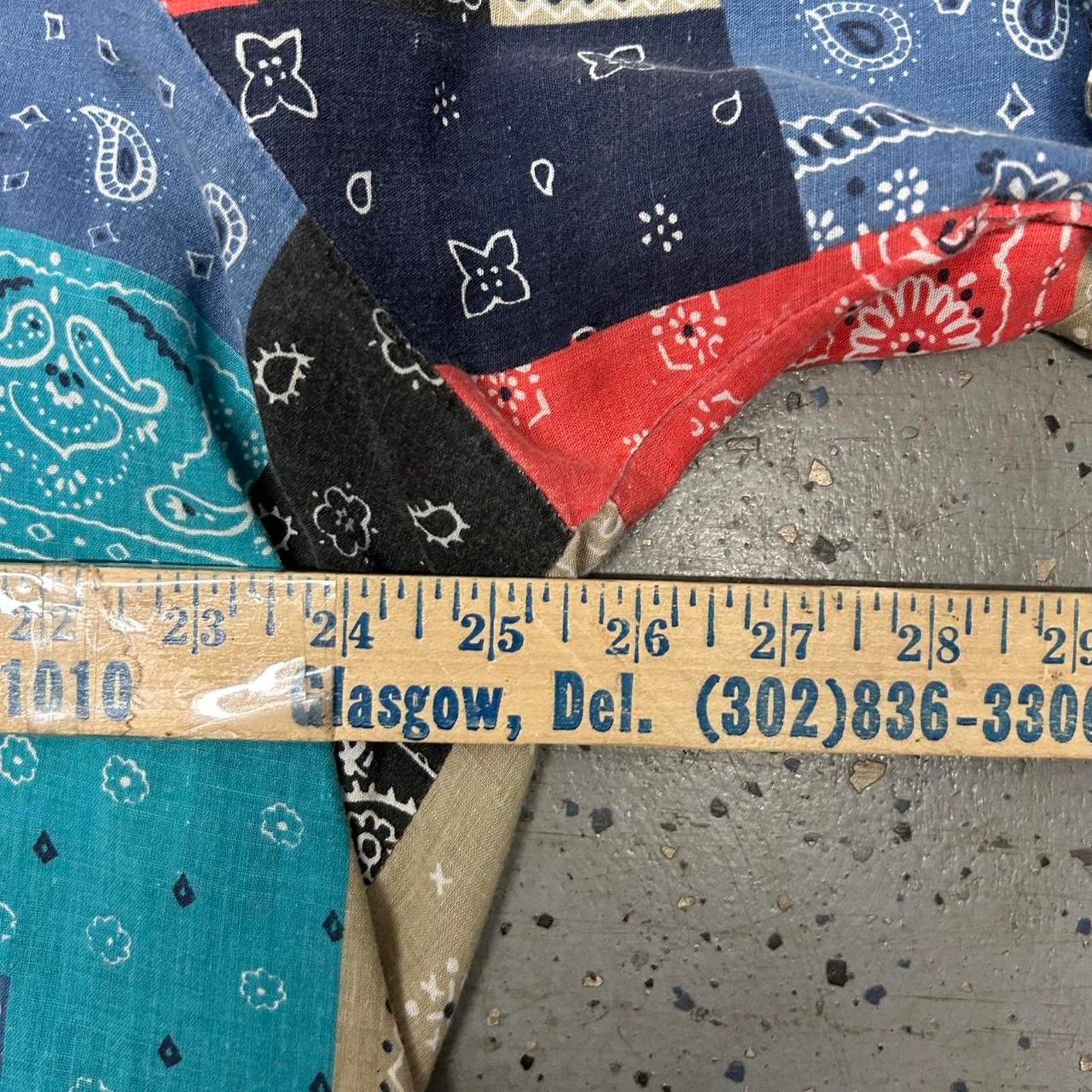 VTG Multicolored patchwork short sleeve button up… - image 4