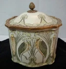 Art Deco Style Box Jewelry Marabou Bird Art Nouveau Style Porcelain Bronze Ceram