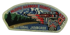 1997 Jamboree Pacific Harbors Council WA (GLUE ON BACK) JSP WHT Bdr (VT1678)