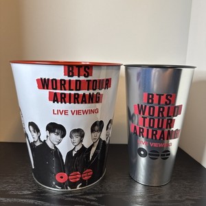 BTS World Tour Arirang Popcorn Bucket & Cup Theater Exclusive In Hand