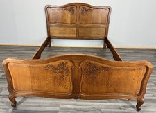 Bed Vintage French Louis XVI Double Bed Frame Oak Carved Headboard LOT 4635
