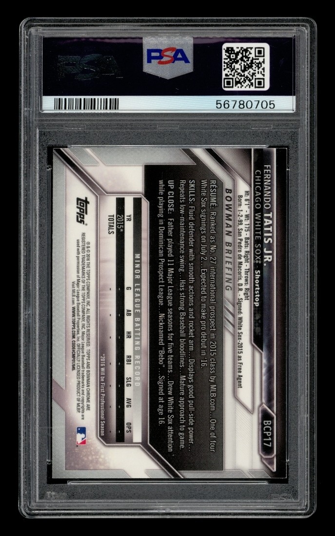 2016 Bowman Prospects Chrome: #BCP17 Fernando Tatis Jr. PSA 9 MINT view 2