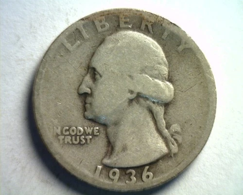 1936-D WASHINGTON QUARTER FINE F NICE ORIGINAL COIN BOBS COINS FAST SHIPMENT