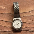 Vintage Seiko Ladies Quartz Watch, Day/Date Silver Band White Face New Battery.